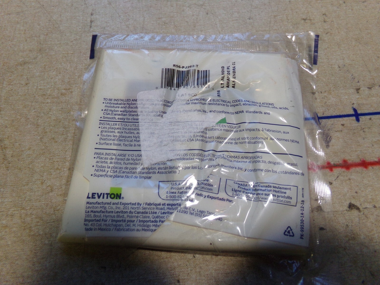 NEW Leviton R56-PJ262-T Unbreakable Nylon Wallplate *FREE SHIPPING*