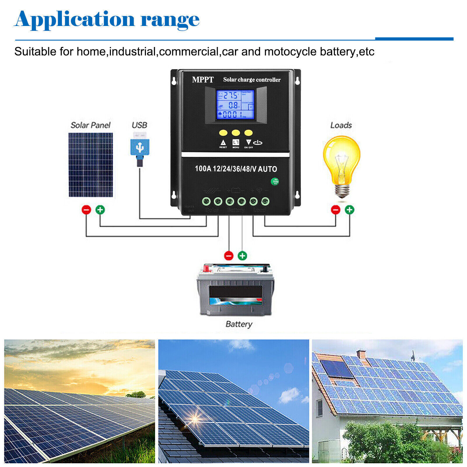 2PC 4000W 100A MPPT Solar Charge Controller 12V 24V 36V 48V Battery PV Regulator