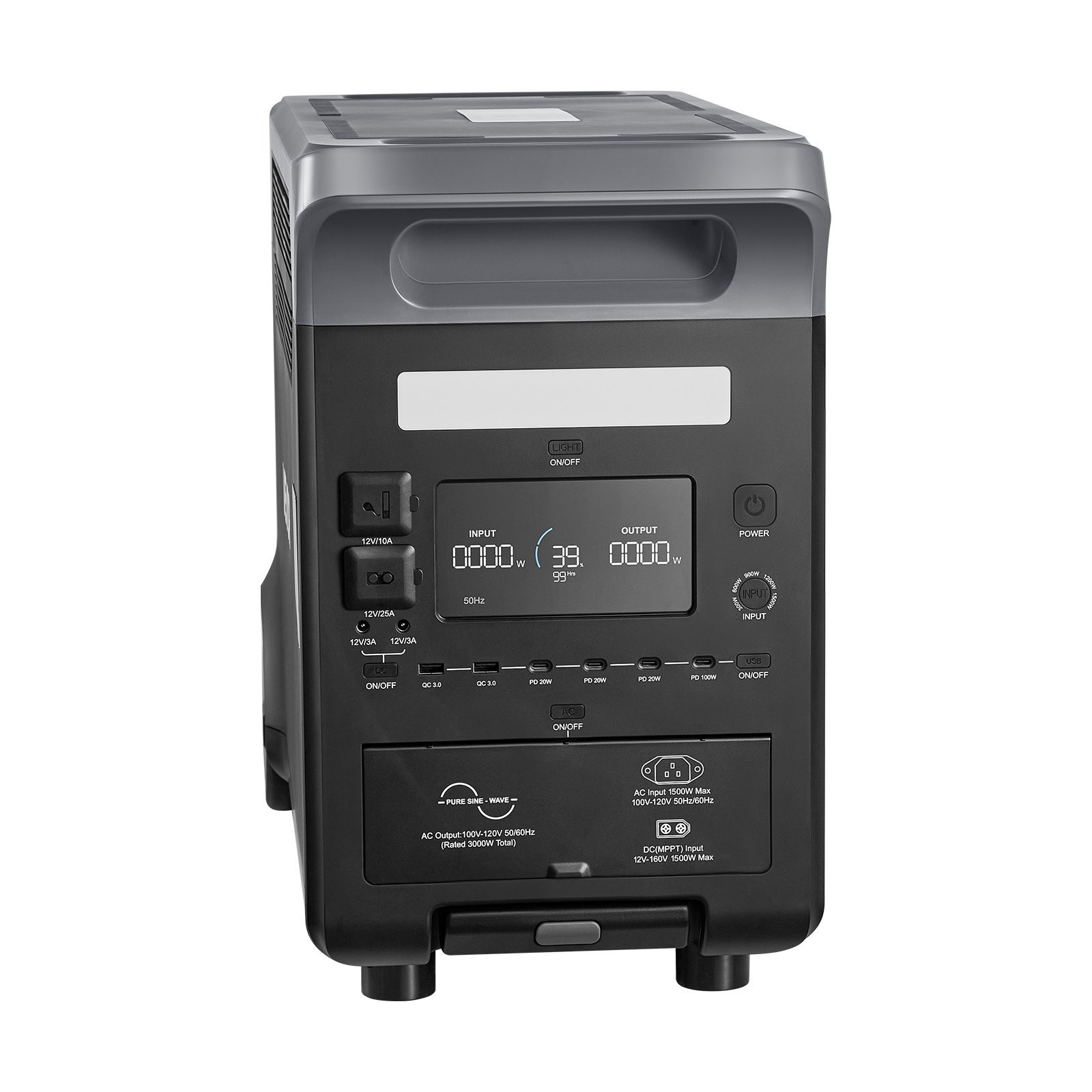 3000W Portable Power Station 3072Wh LiFePO4 + 2x200W Solar Panels