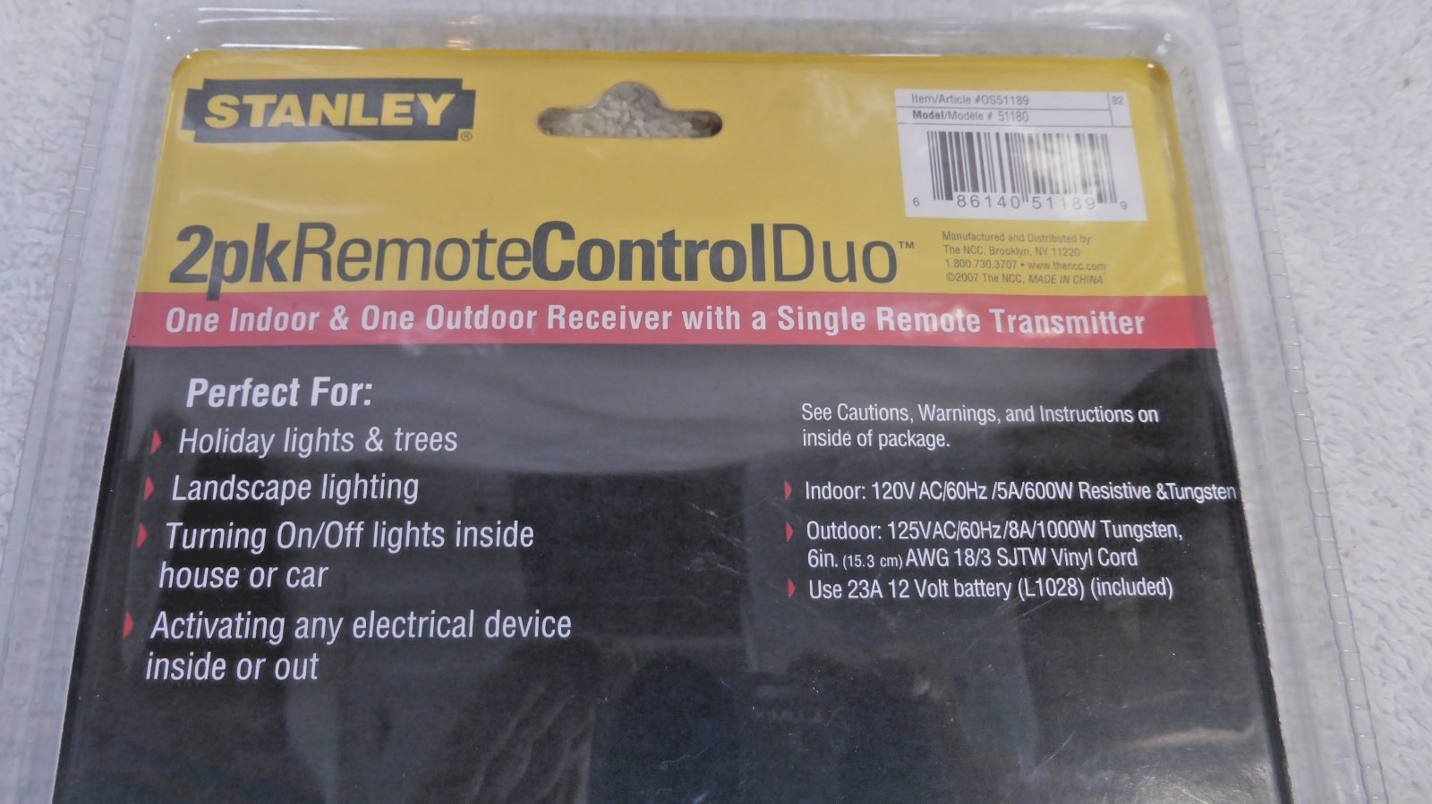 STANLEY Brand New 2Pk Remote Control Duo Indoor Outdoor Lighting 50′ Range