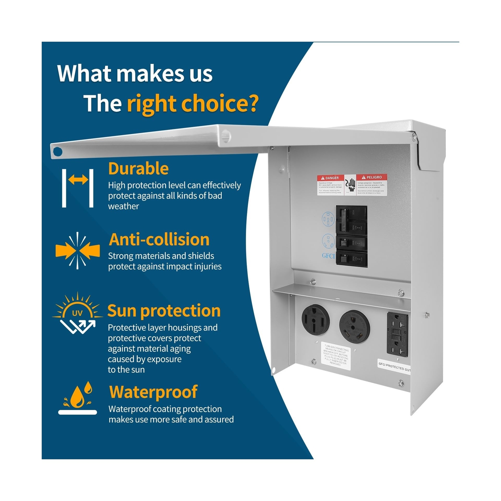 RV Electrical Outlet Panel with Breaker Temporary Power Outlet Panel RV Circu…