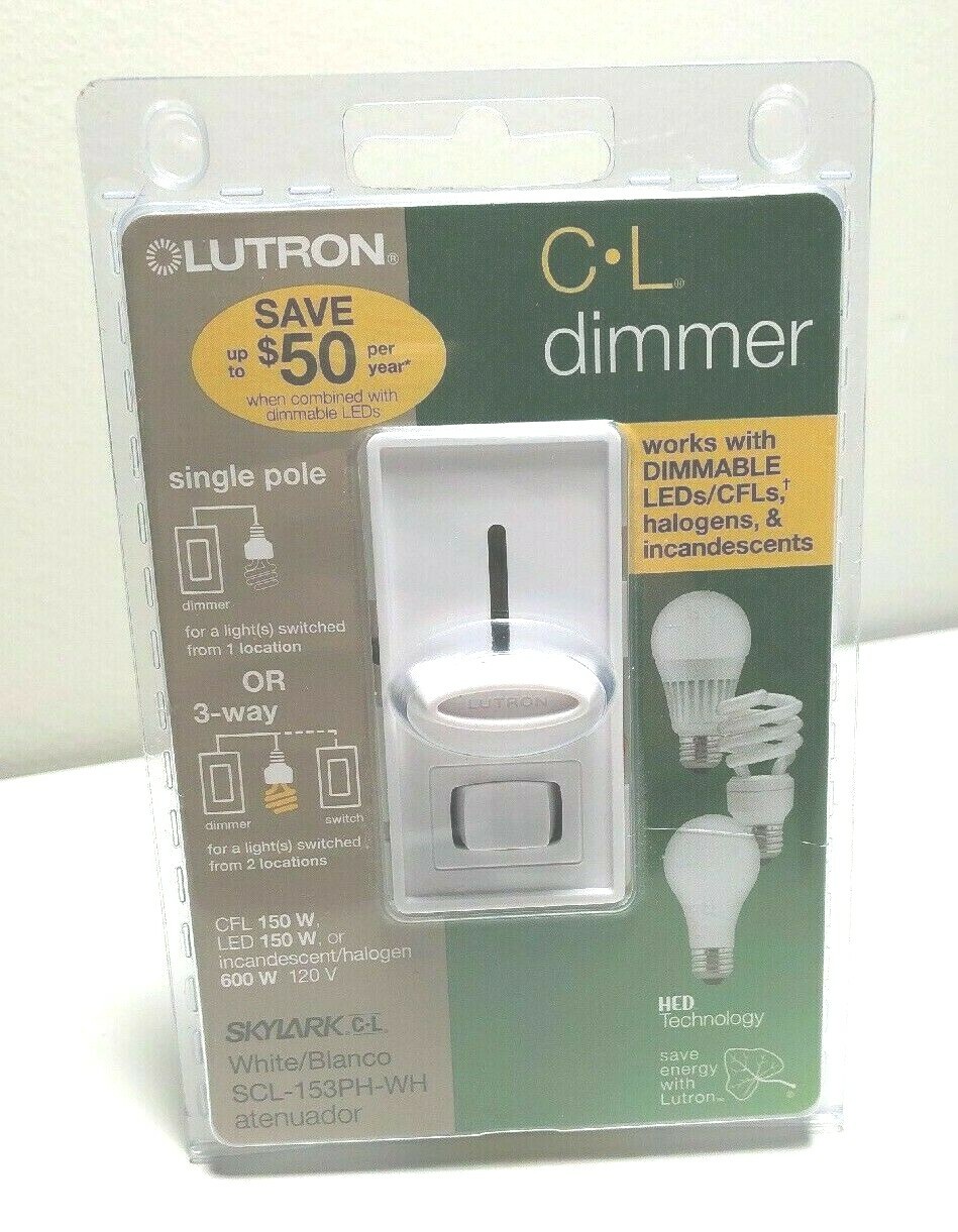 Lutron SCL-153PH-WH 120V Slide Dimmer Switch LED SINGLE POLE OR 3 WAY