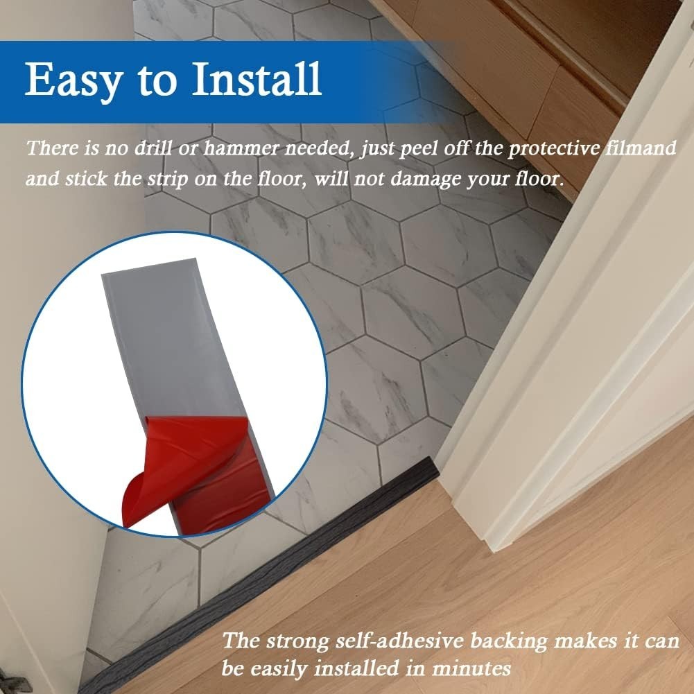 Decorative Dark Gray Floor Transition Strip: Self-Adhesive & Customizable 3.3ft