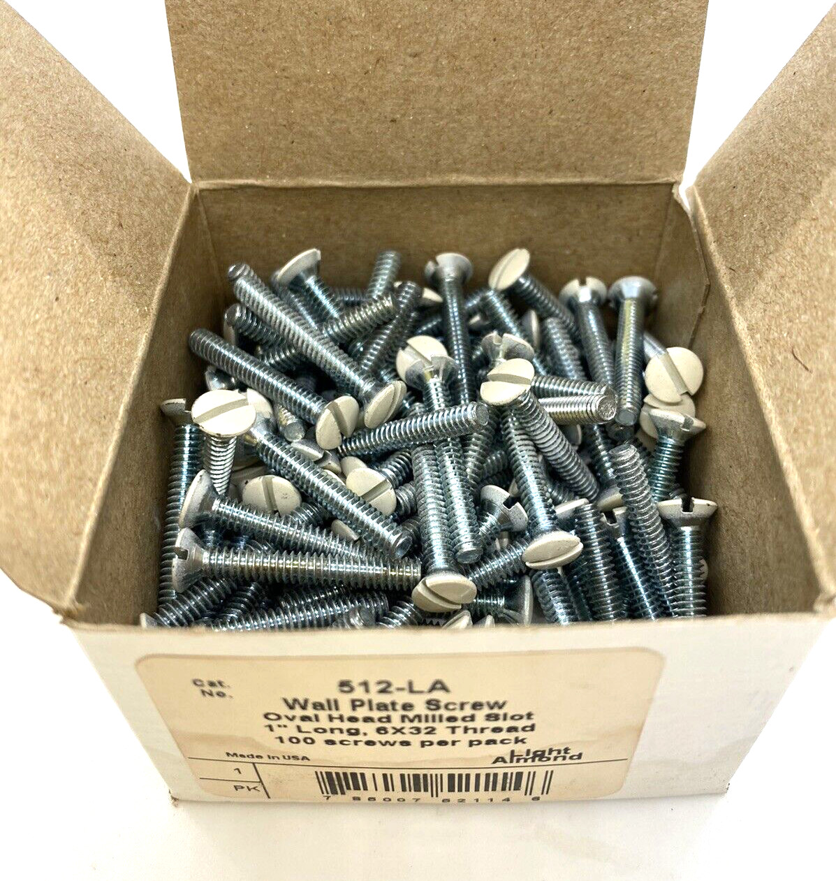 100 Pass & Seymour Wall Plate Outlet Screw Almond 512-LA, 1”, 6×32 Face Lot Bolt
