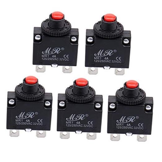 4 Amps Thermal Circuit Breakers, 125/250V AC 32V DC Push Button Manual Reset
