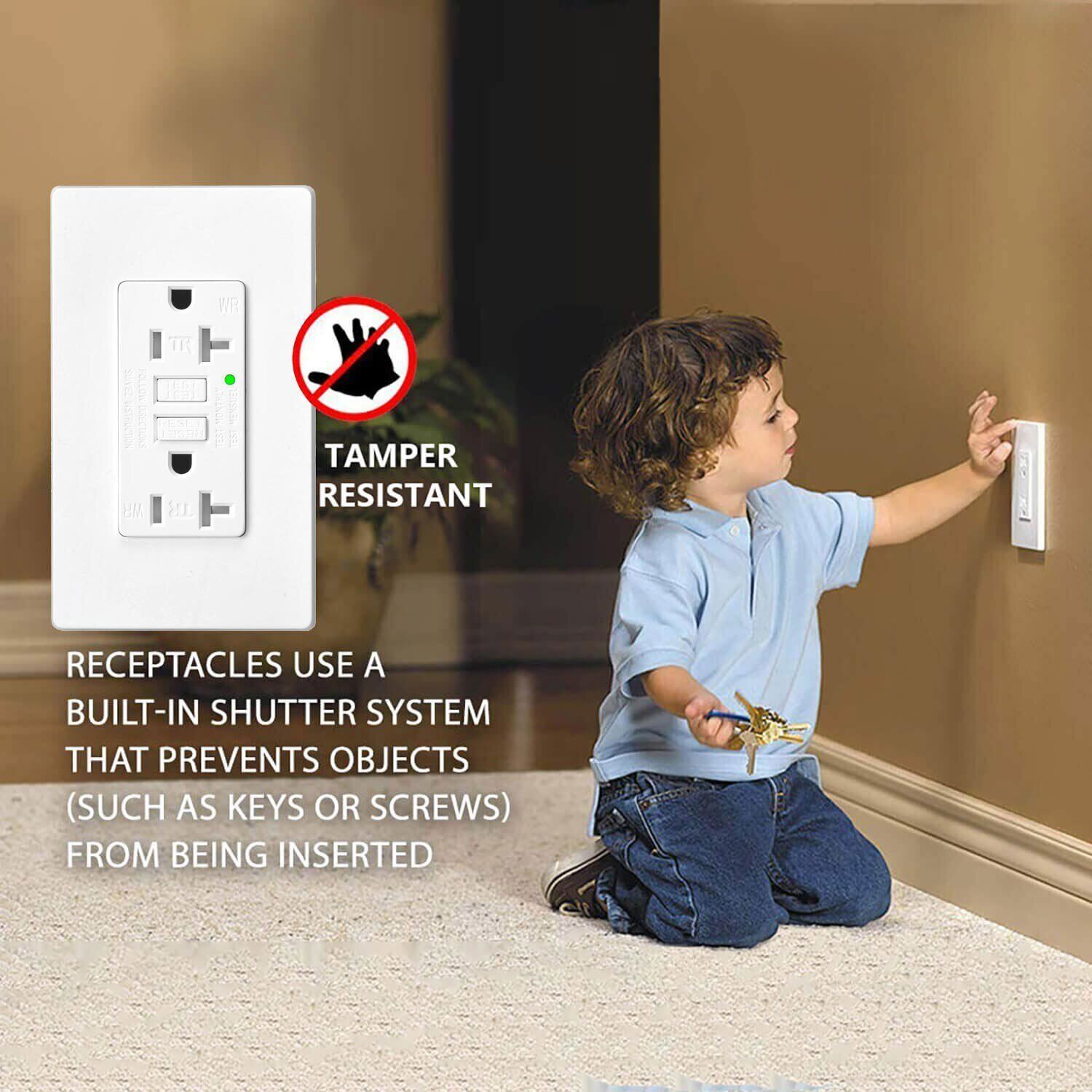 Self-Test GFCI Outlet 20 Amp Outdoor GFI Receptacle Commercial Residential Use
