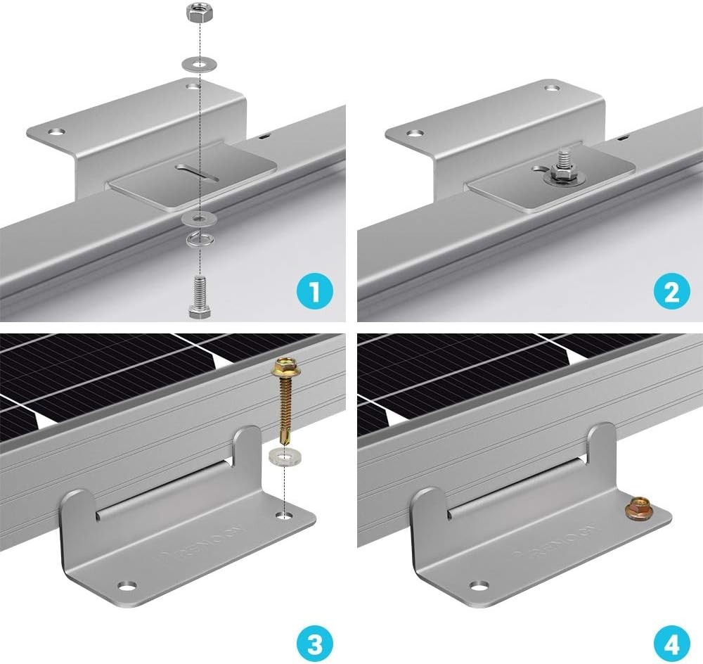4-Pack Lightweight Z Brackets for Easy Solar Panel Mounting on Various Surfaces