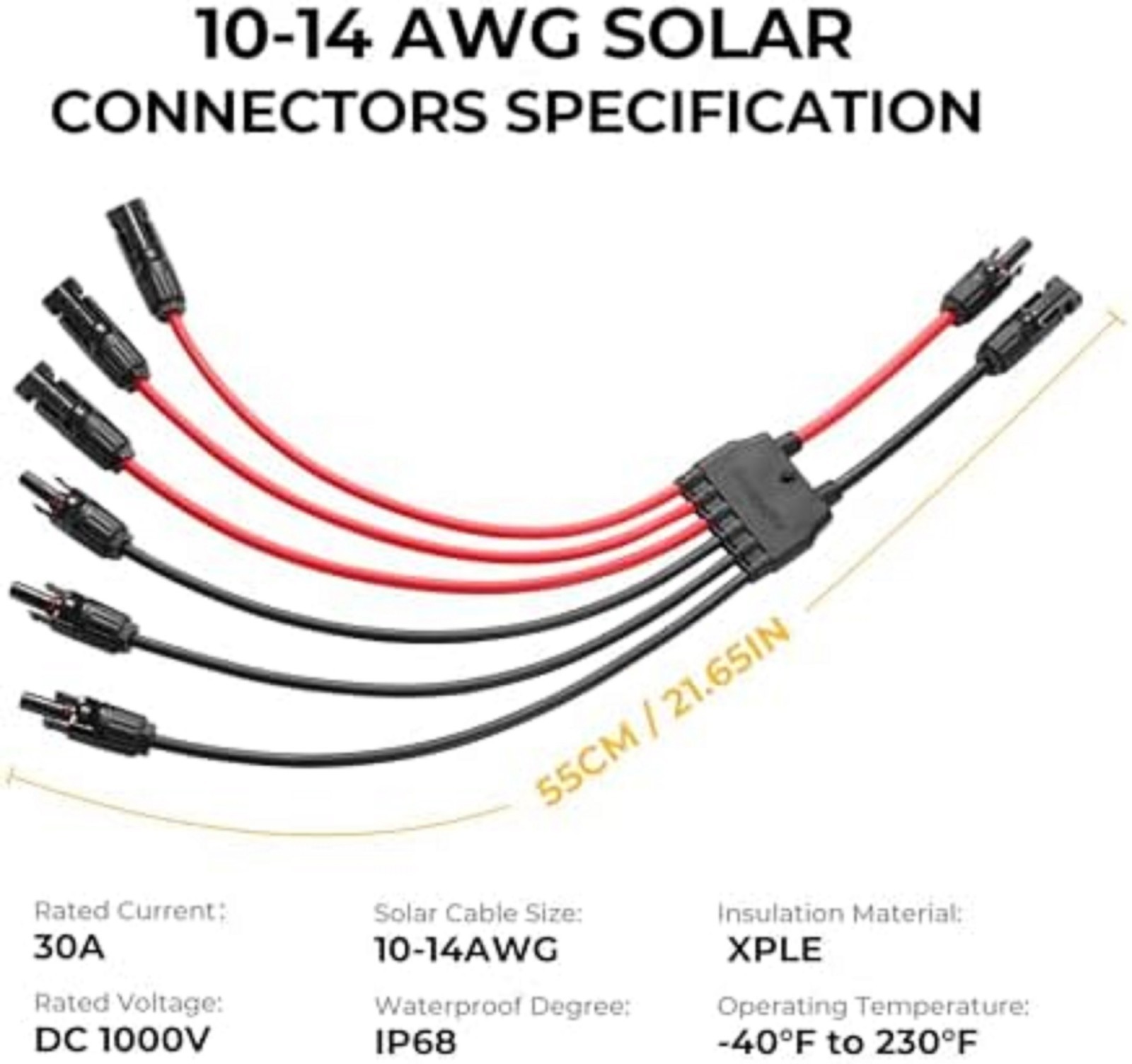 BougeRV Solar Parallel Connectors for 2-3 Solar Panels, 2 to 6 Y Branch 10AWG Ad
