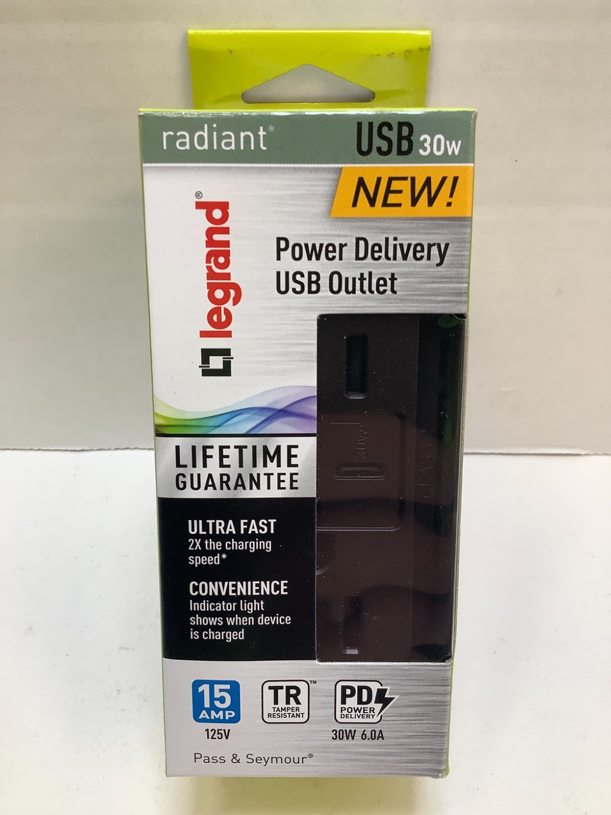 Legrand 15A 125V TamperResistant Duplex Outlet w/2 USB C Ports, Dark Bronze, 6pk