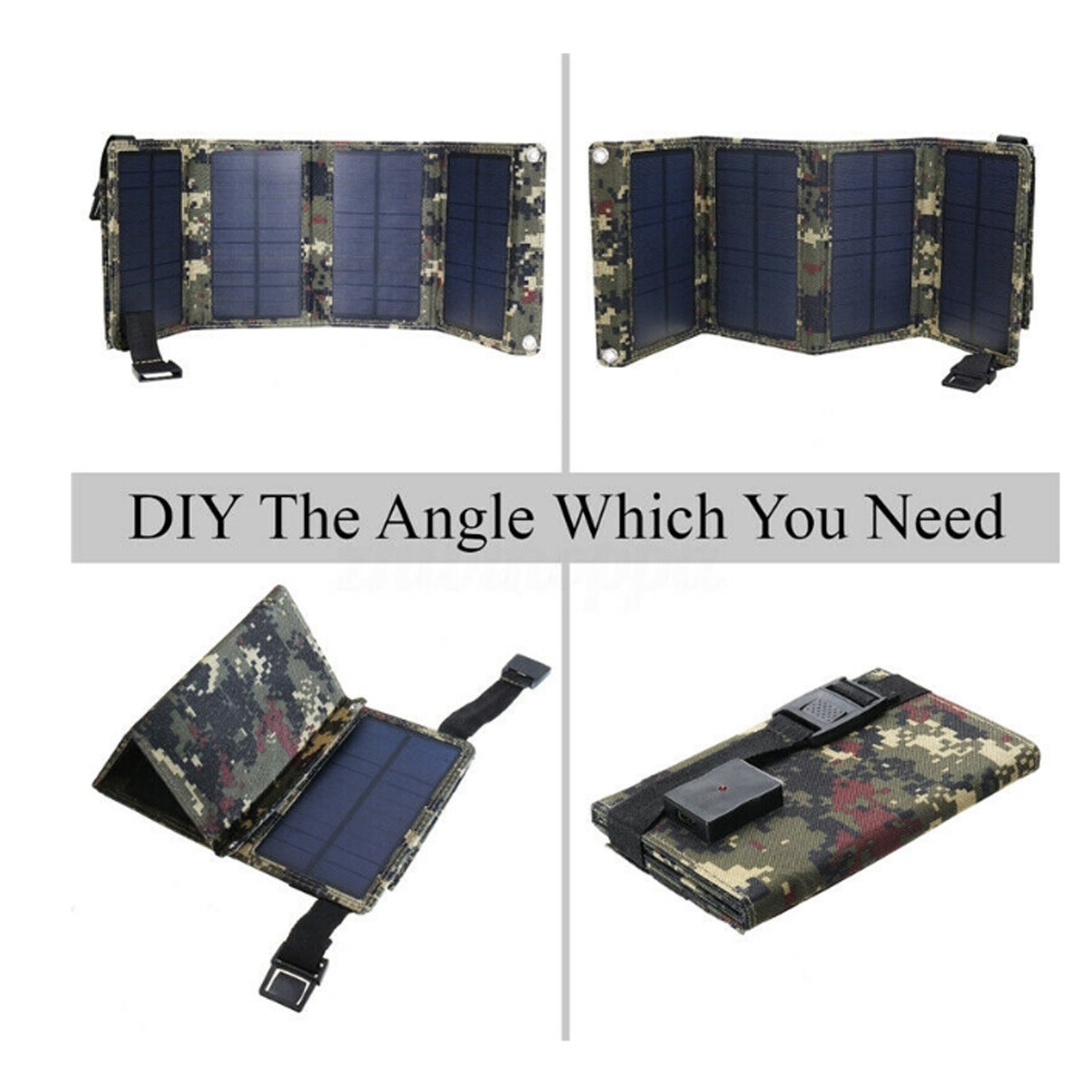Folding Solar Panel Power Bank USB Battery Charger Outdoor Hiking Camping 80W US