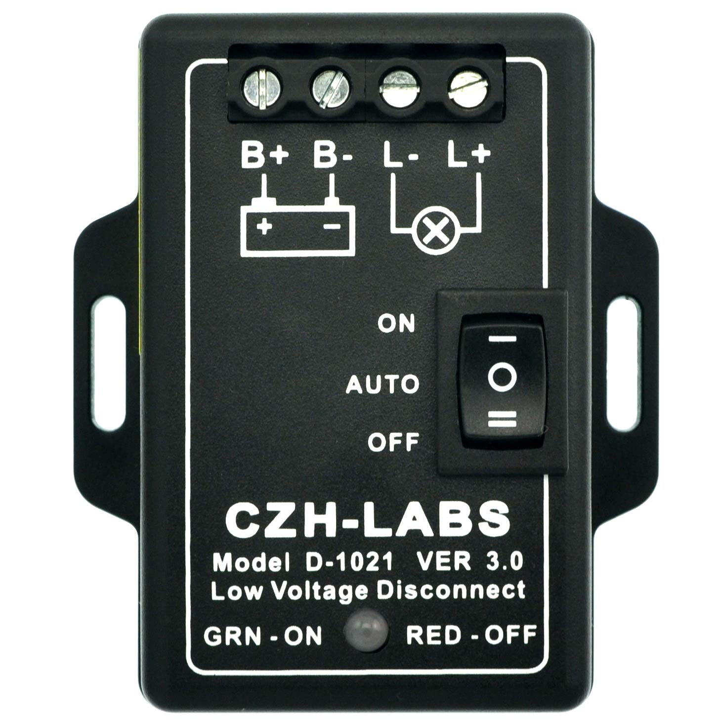 CZH-LABS LVD Low Voltage Disconnect Module. 12V / 30Amp Black ABS Panel Mount…