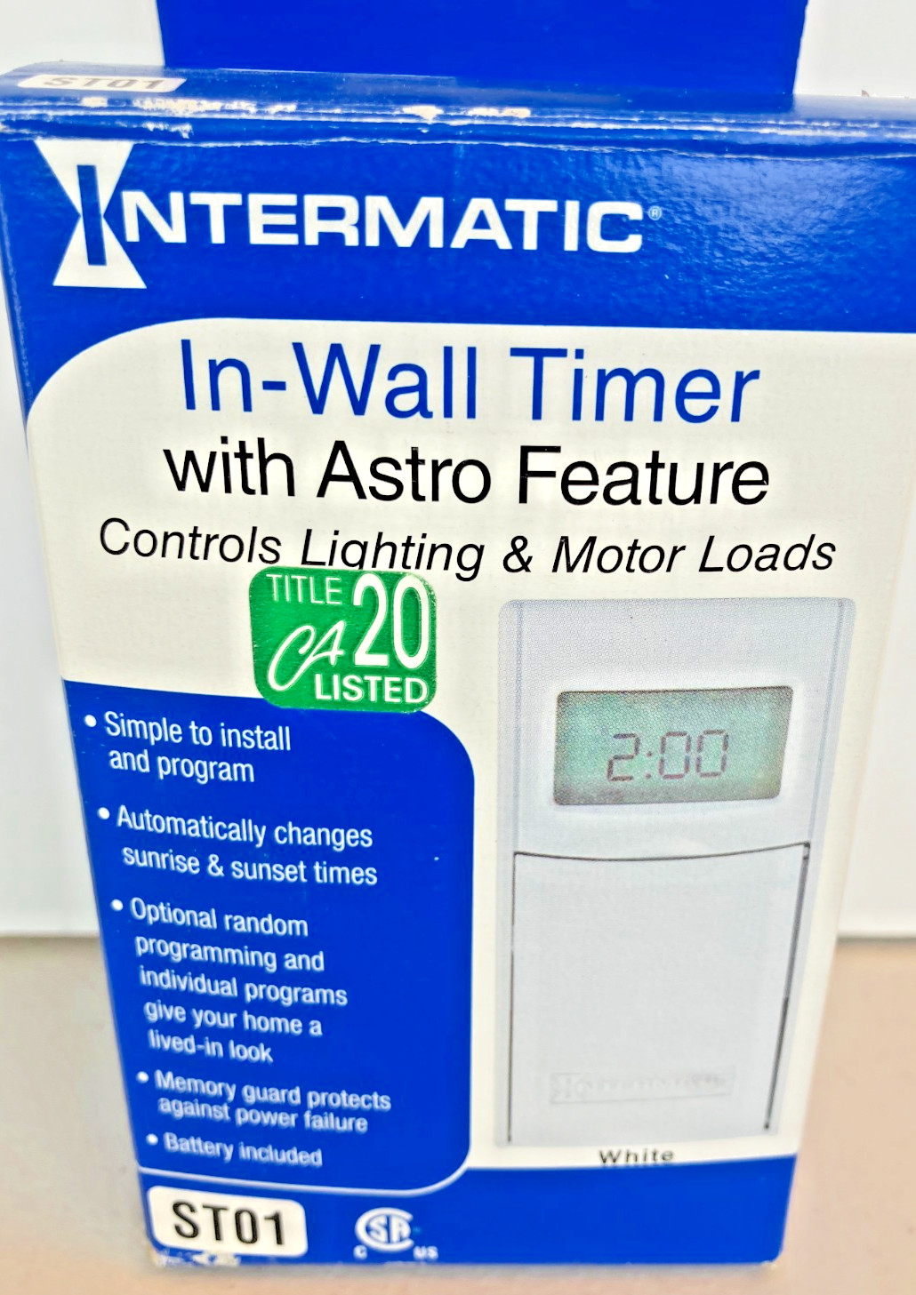 INTERMATIC IN-WALL TIMER ST01 w/astro feature