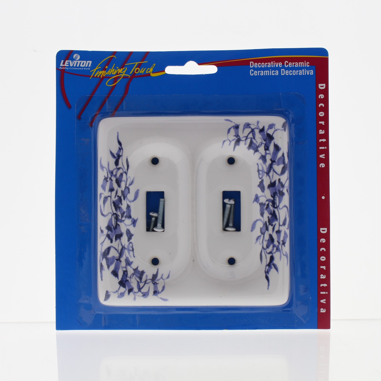 Leviton 89509-BL Blue Flower 2-Gang Toggle Switch Ceramic Standard Wallplate