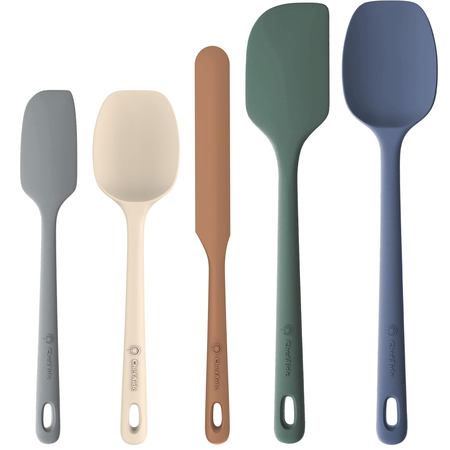 ChefAide 5 Pieces Silicone Spatula Set, Food Grade Rubber Spatula, Upgrade Stron