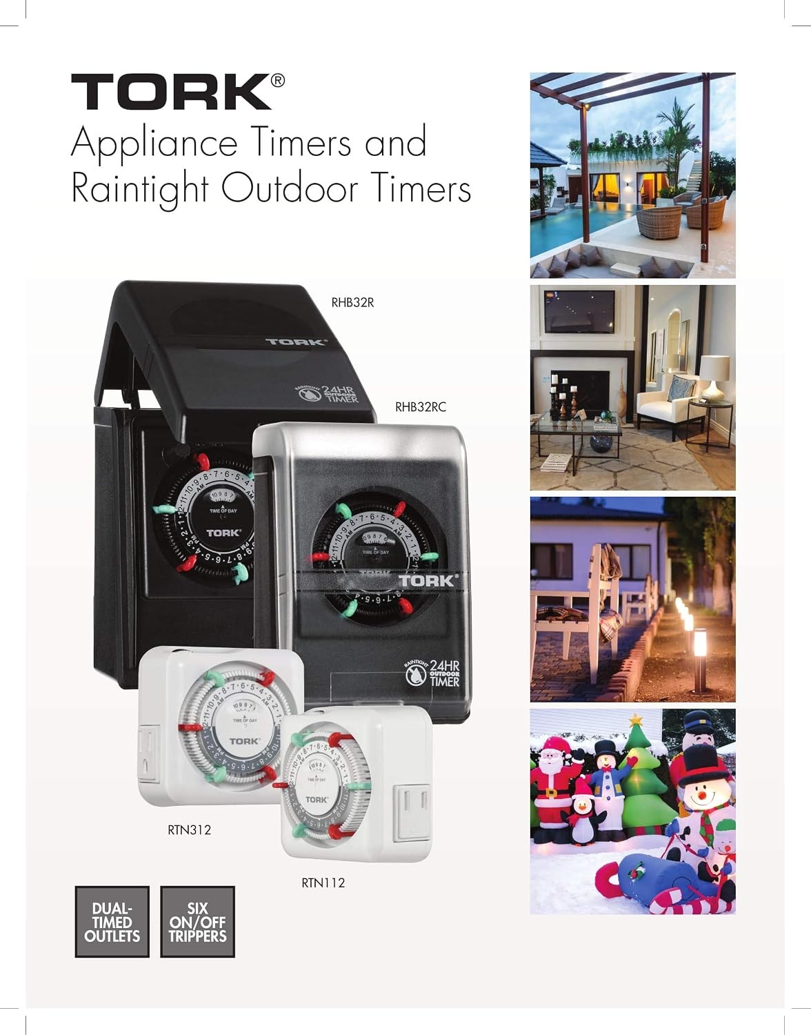 Industries TORK RTN112 Indoor 15-Amp Plug-in Mechanical Appliance Timer 24-Hour