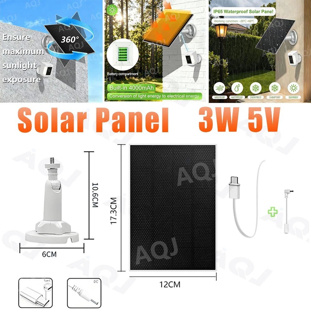 Solar Panel Charger for Ring doorbell Camera, Compatible with Ring Video Doorbe