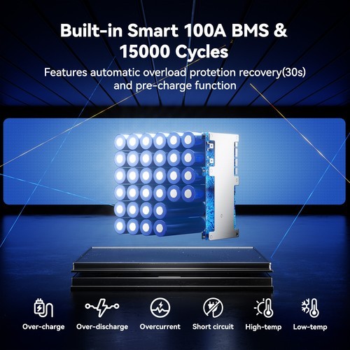 Power Queen 48V 30Ah Bluetooth Low Temp Golf Cart Lithium LiFePO4 Battery BMS