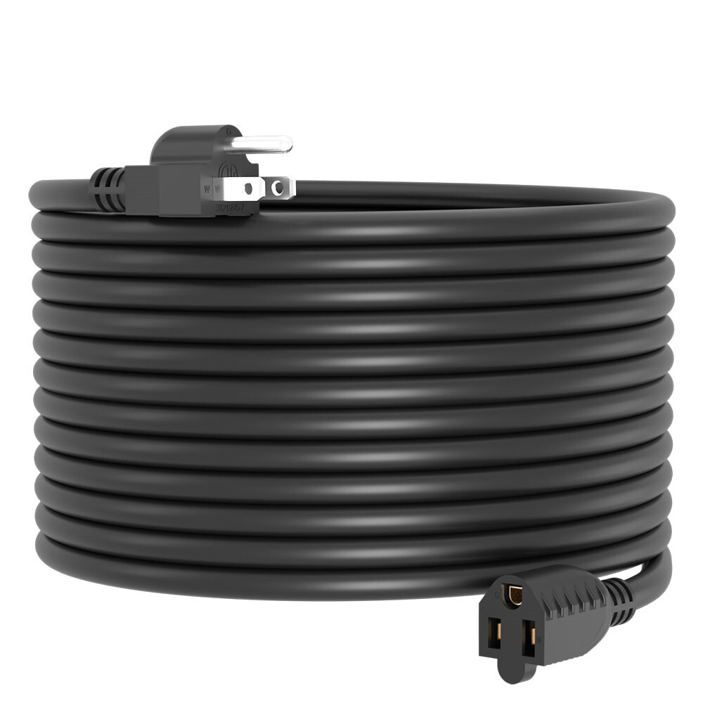 20Ft Extension Cord With 125 Volts At 13 Amps -16 AWG Power Extension Cable Cord