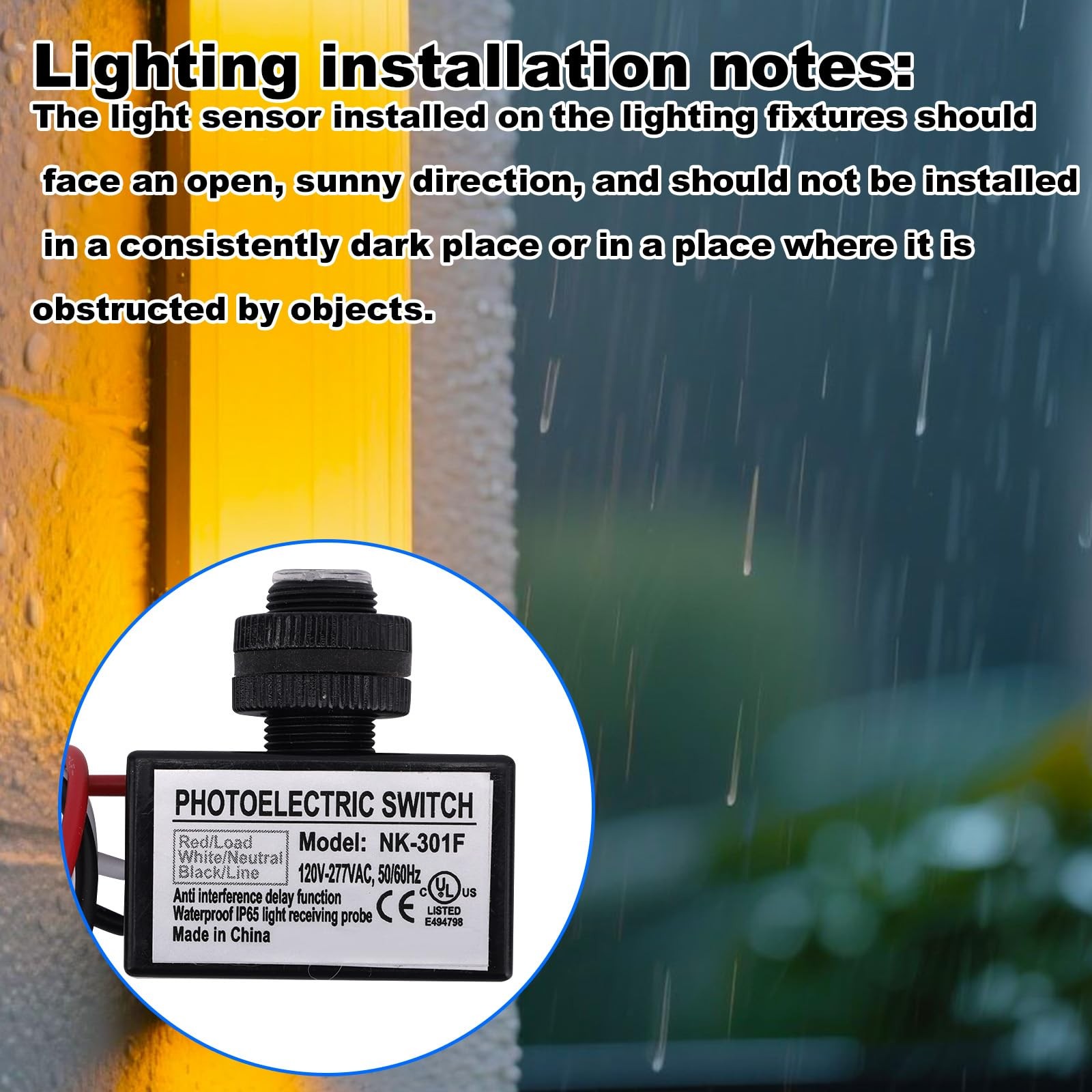 Unbranded 120V-277V AC Photocell Light Sensor Switch, Automatic Dusk to Dawn