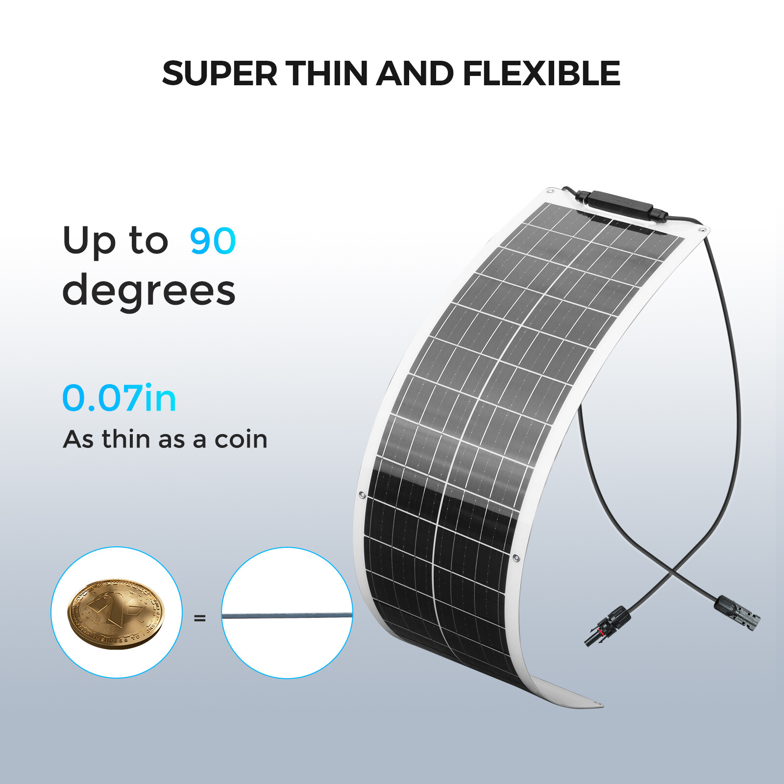 Solar Panel 50W Flexible Monocrystalline Module for 12V Battery RV Camping Boat