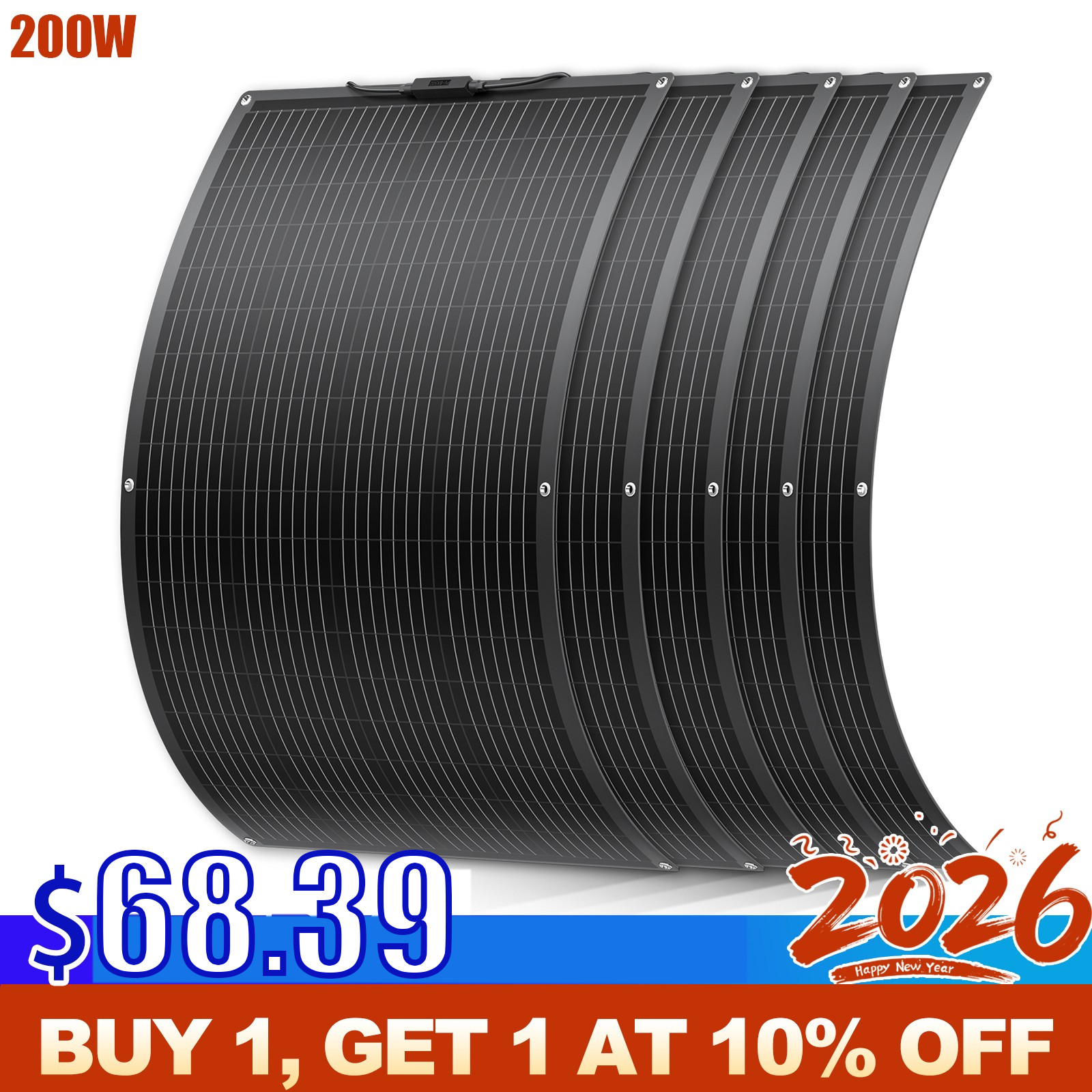 12V 200W 400W 600W 800W Flexible Solar Panel Mono Camping Home RV Battery Charge