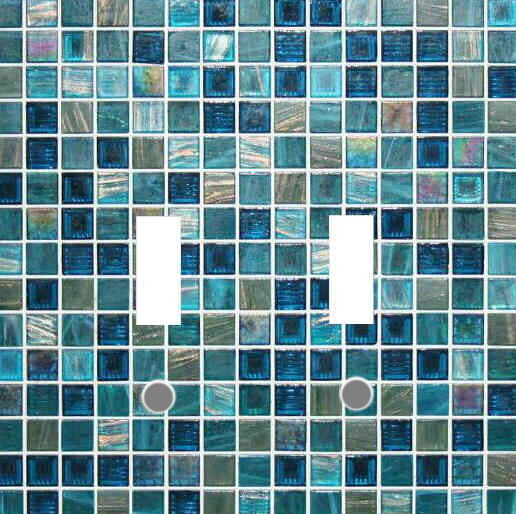 BLUE GLASS MOSAIC TILE IMAGE HOME DECOR LIGHT SWITCH PLATES AND OUTLETS