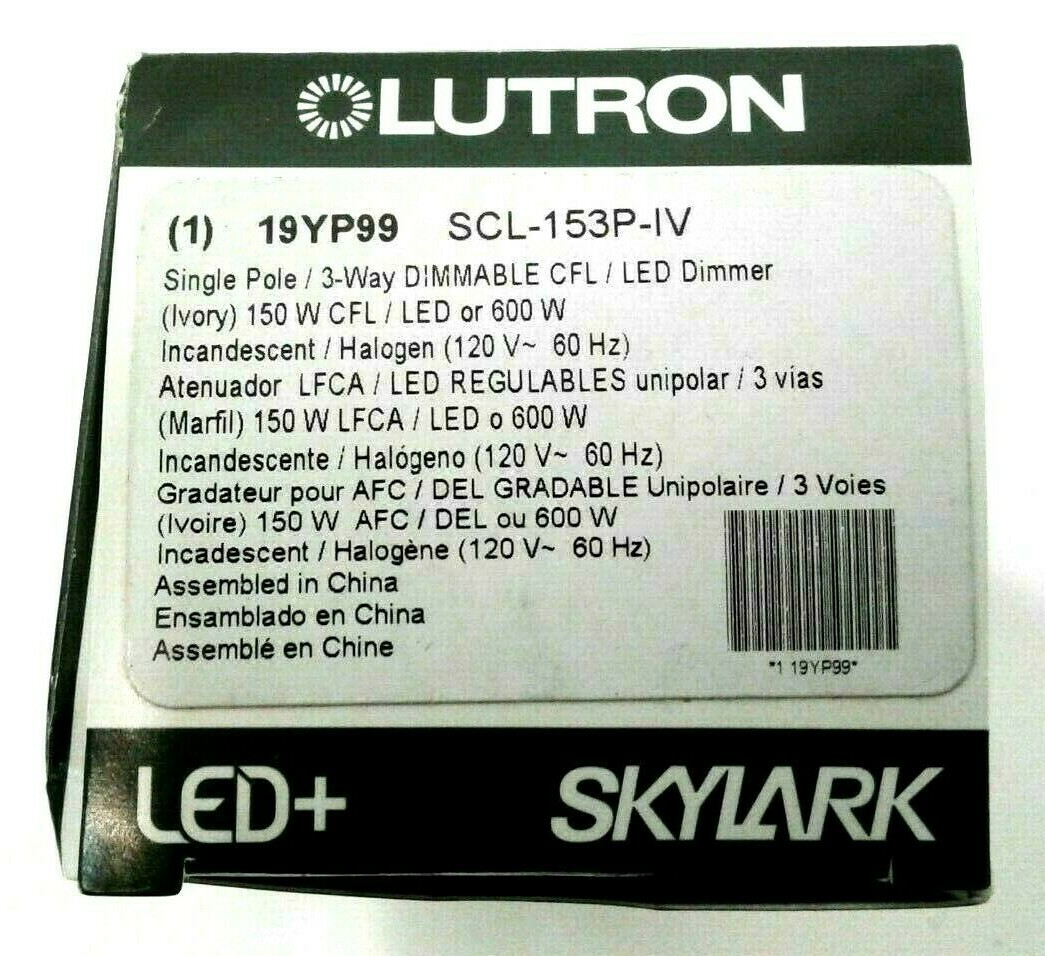 LUTRON ARIADNI SCL-153P-IV Single Pole 3 Way Dimmable CFL LED Dimmer