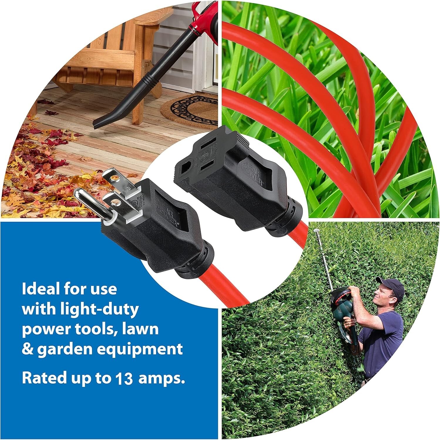 50 ft Orange Extension Cord – Abrasion Resistant, Grounded Plug, General Use