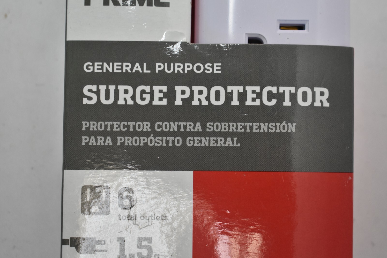 Prime General Purpose Surge Protector White PB802013 6 Outlet 1.5′ Power Cord