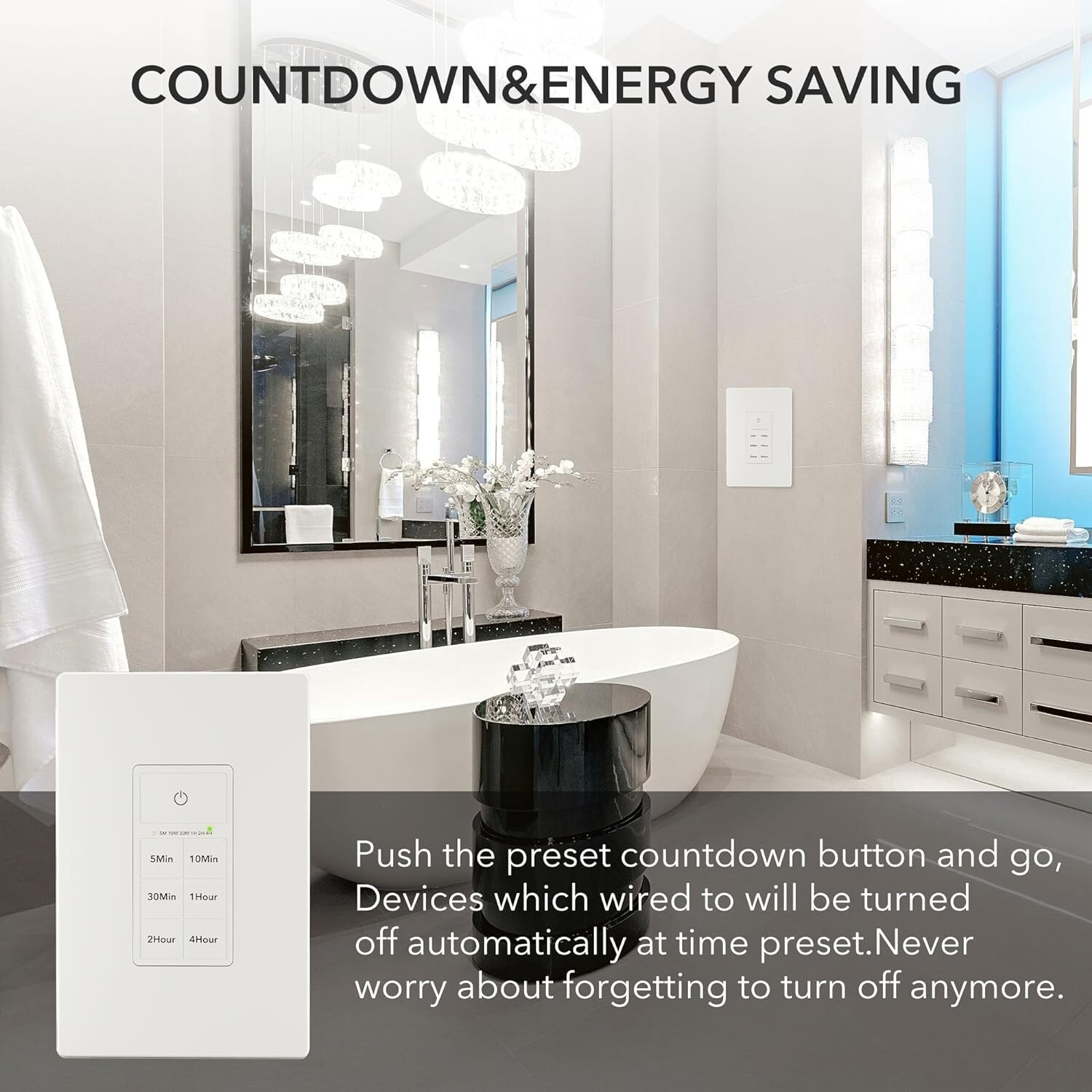 BN-LINK Countdown Timer Switch for Exhaust Fan, Bathroom Fan Light Switch Timer
