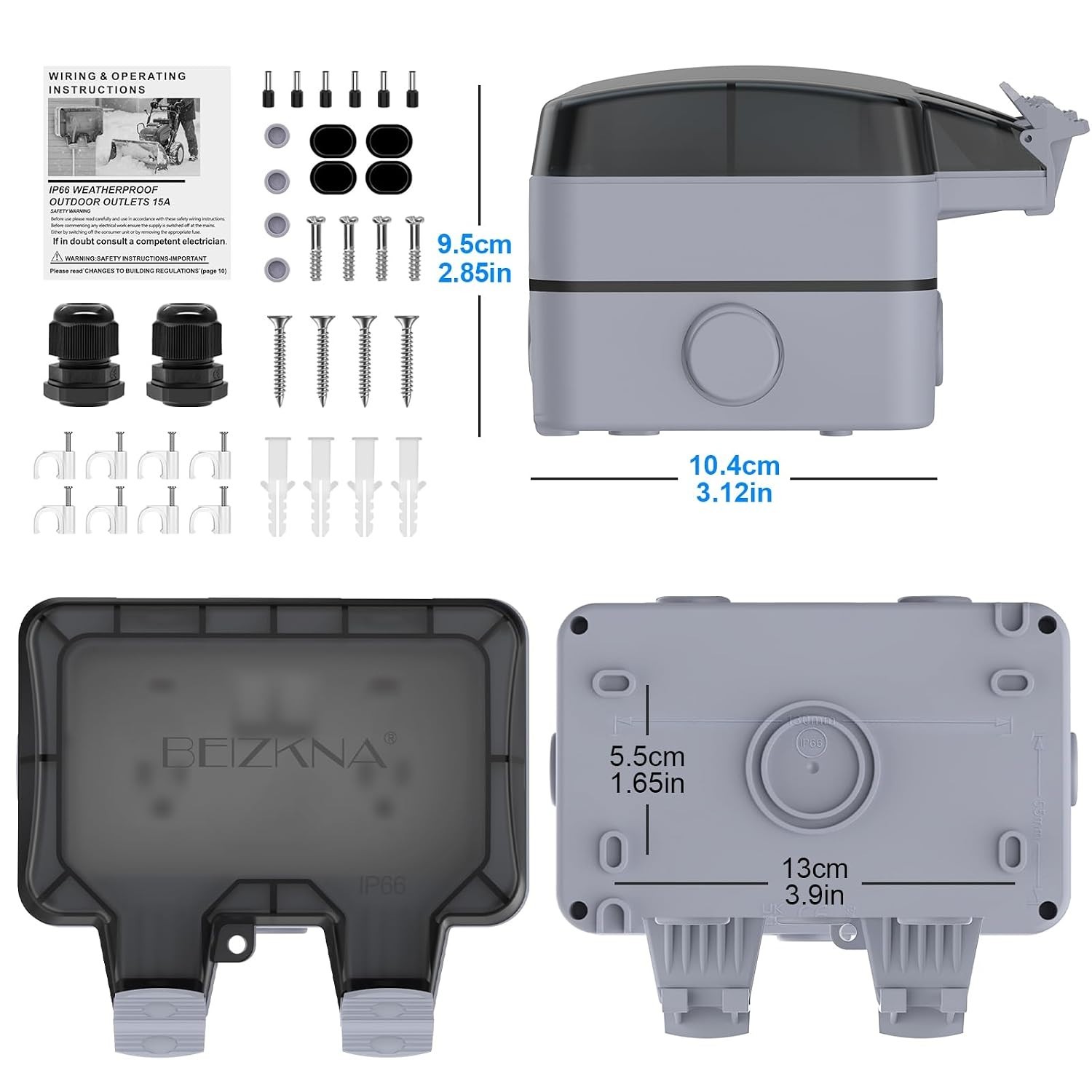 Outdoor 2-Gang Power Outlet with Upgraded Design – Waterproof & Dustproof
