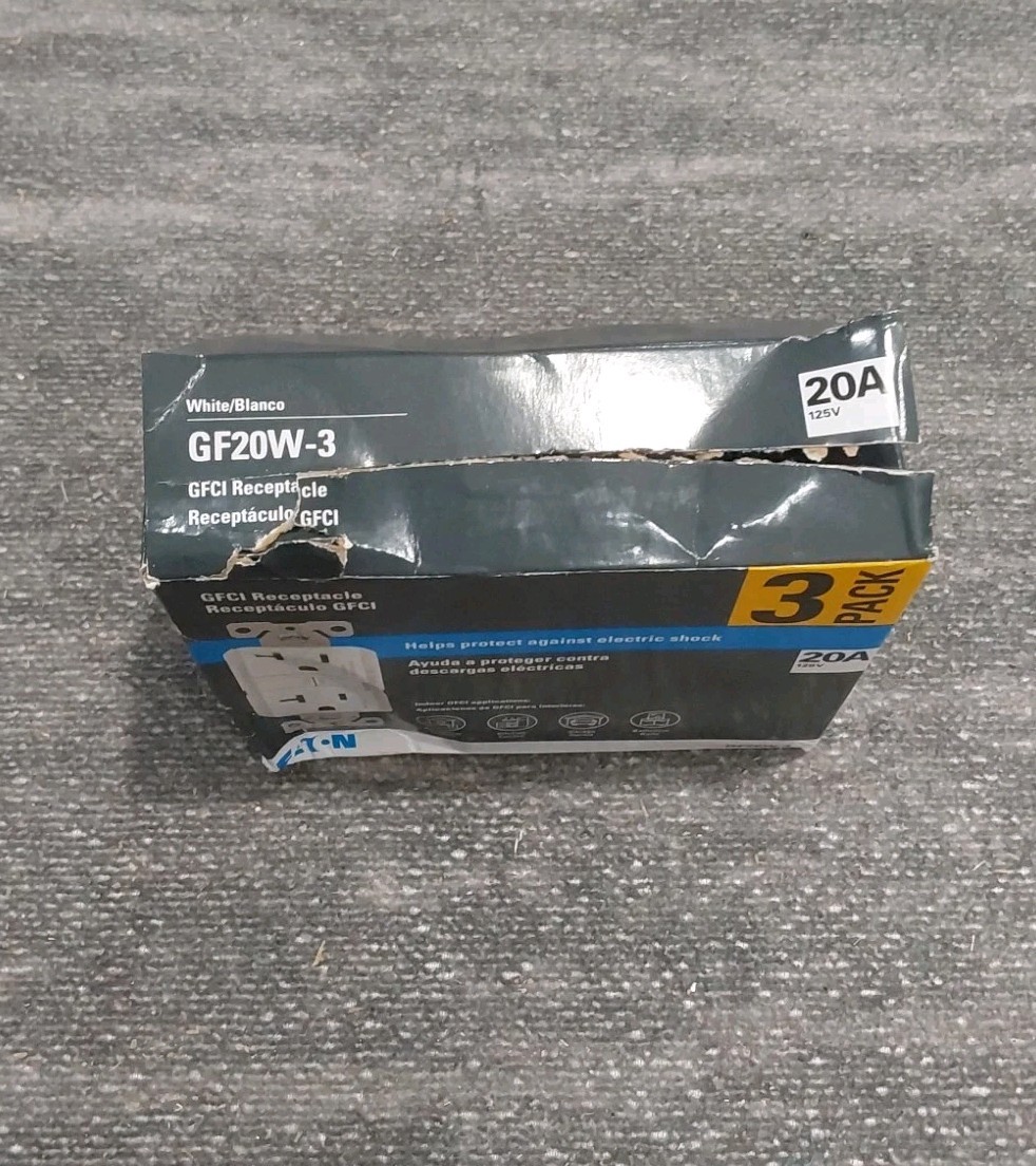 Eaton GF20W-3 PACK White GFCI Decorator Outlet Receptacle 20A 125V New G1***