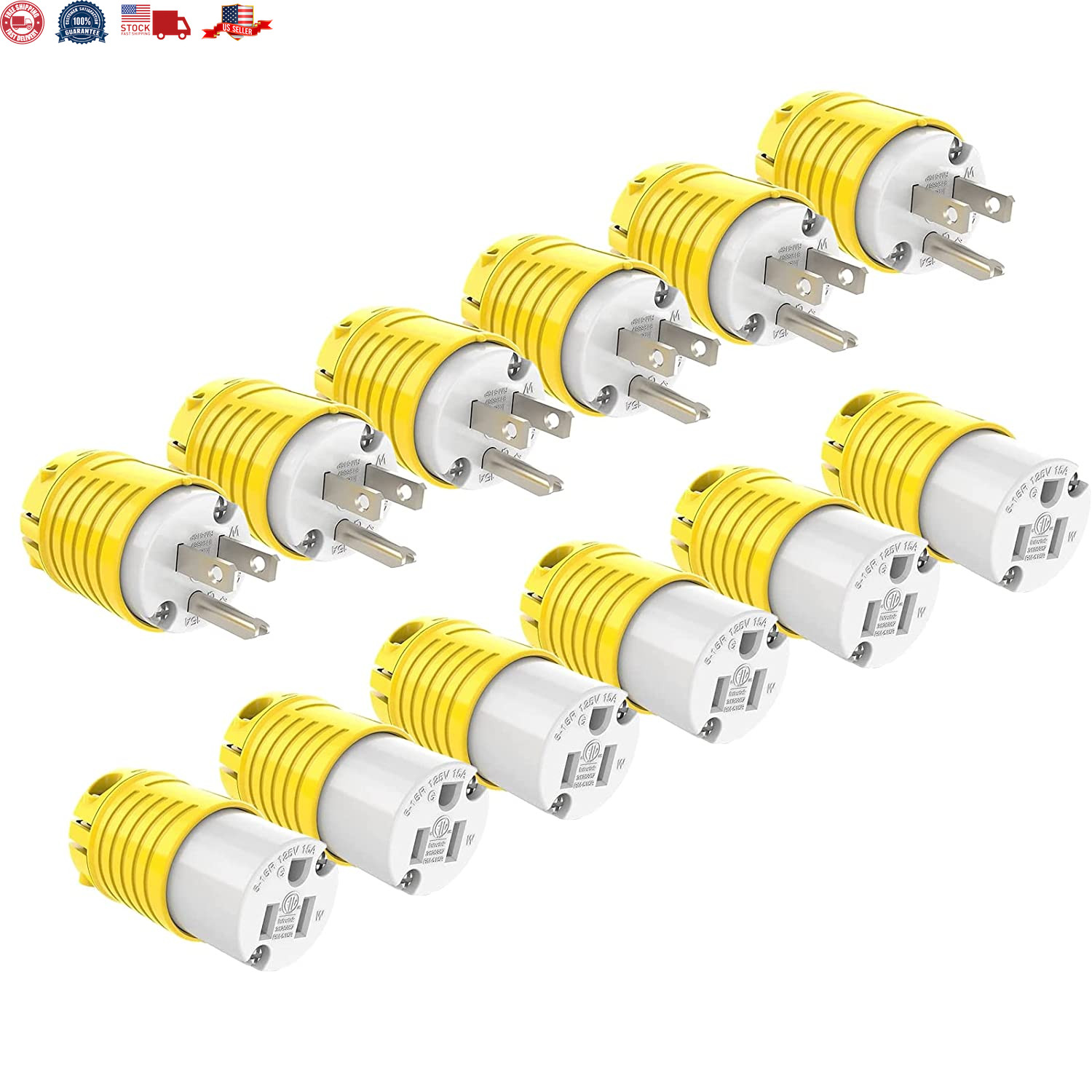 RVGUARD Extension Cord Ends Male and Female Plug, 15 Amp 125 Volt Heavy Duty