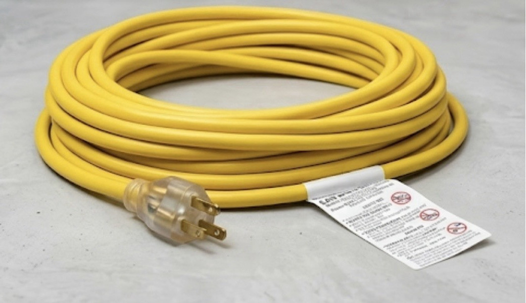 Yellow Extension Cord, 1 Outlet US Plug 120V (11-15A, 1501-2000W) In/Out
