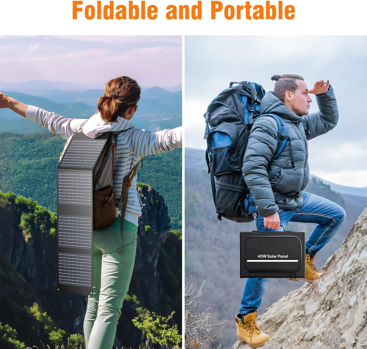 40W Portable Solar Panel Foldable DC USB Camping Charger For Phone Power Station