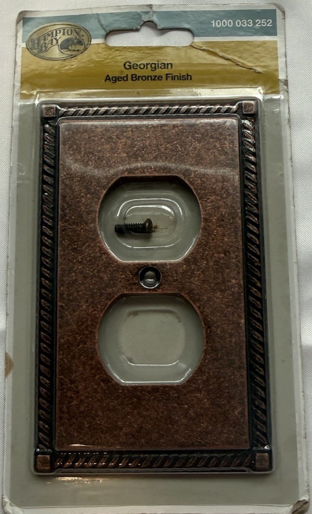 Hampton Bay Georgian Aged Bronze Duplex Outlet Wall Plate Cover Traditional