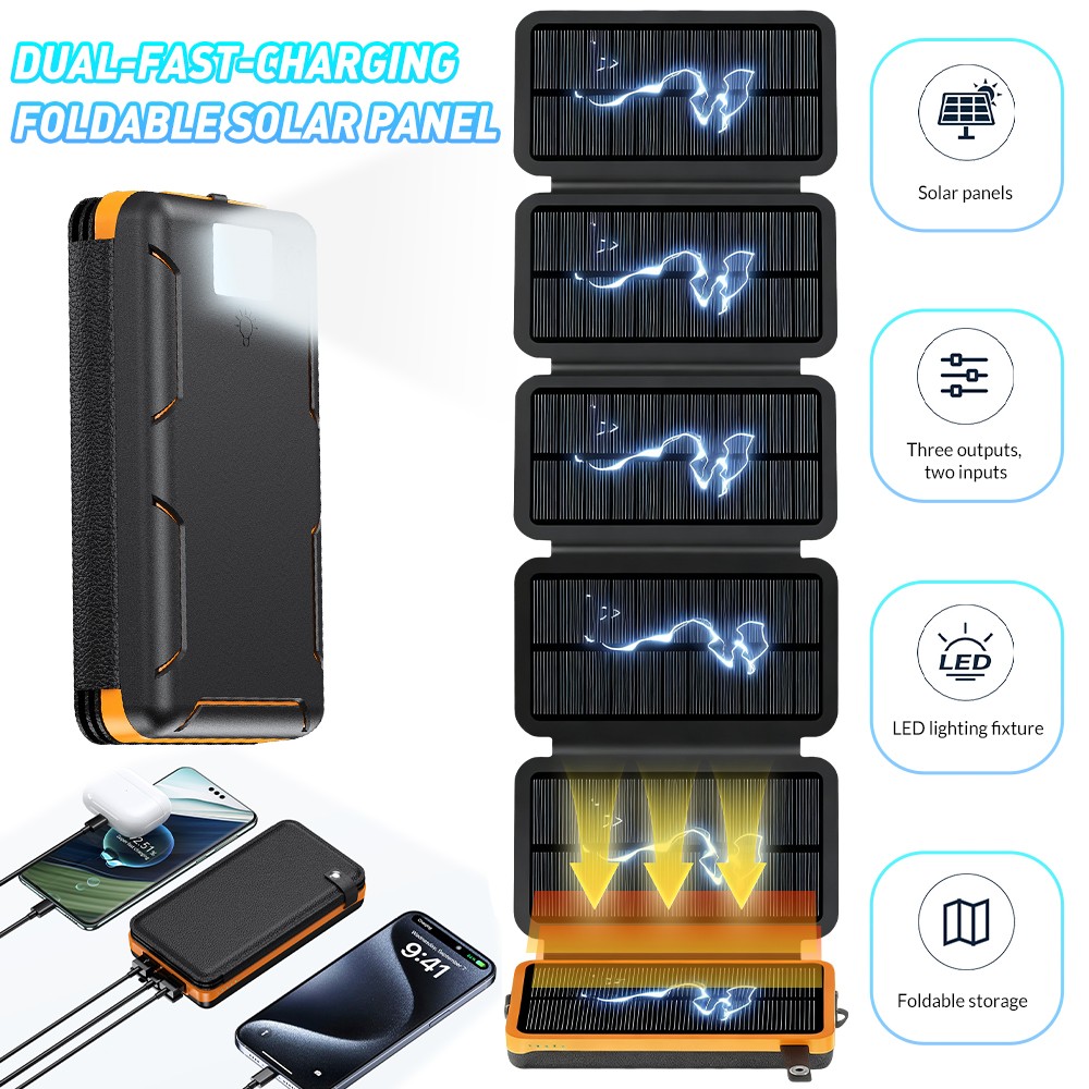 46800mAh Portable Solar Power Bank Mobile Phone Charger Panel Camping Outdoor