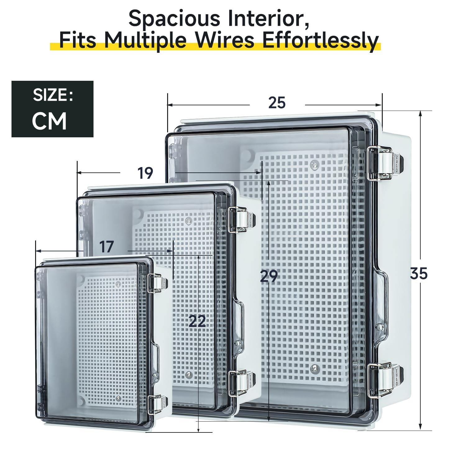 Waterproof Outdoor Project ABS Plastic Junction Box，IP67 Waterproof Clear