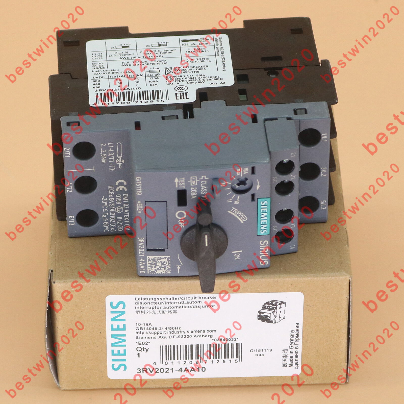 New in box Siemens breaker 3RV2021-4AA10 3RV2 021-4AA10 1 year warranty