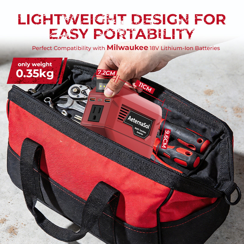 220W-250W Power Inverter for Milwaukee Battery AC 110V Outlet Portable Camping