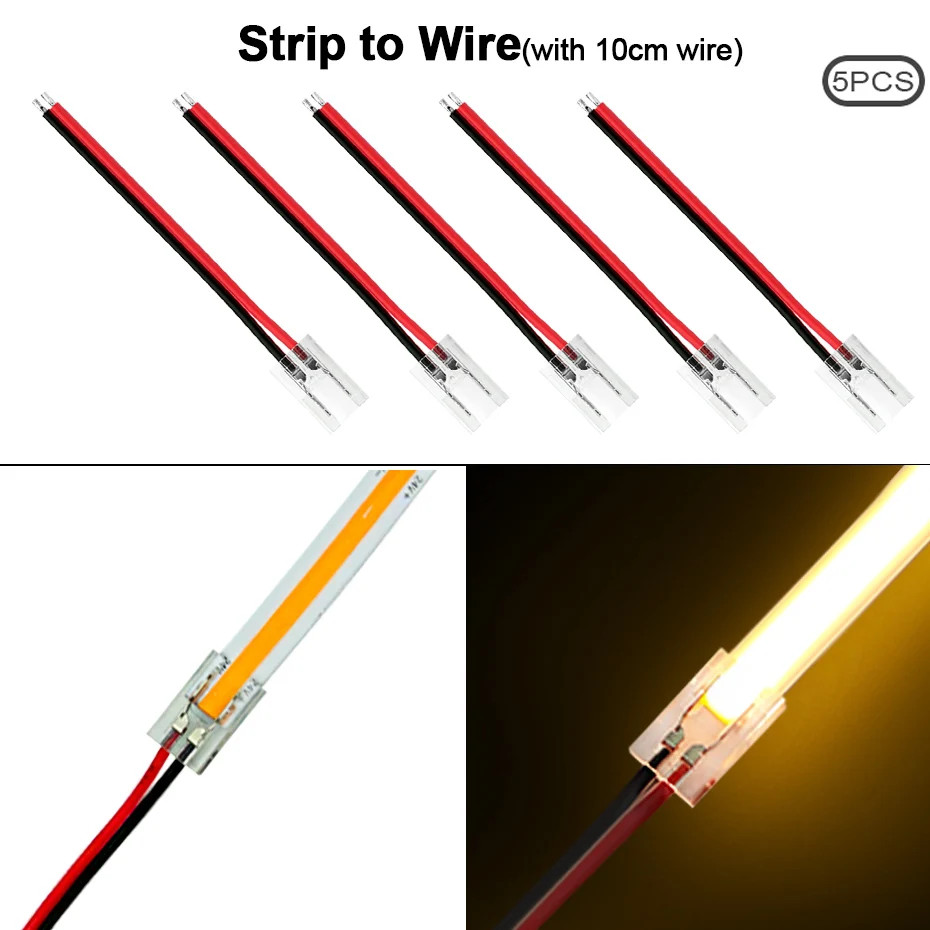 5Pcs/lot 12V 24V 5V COB Led Strip Connector 2pin /3pin /4pin 5mm 8mm 10mm Corner