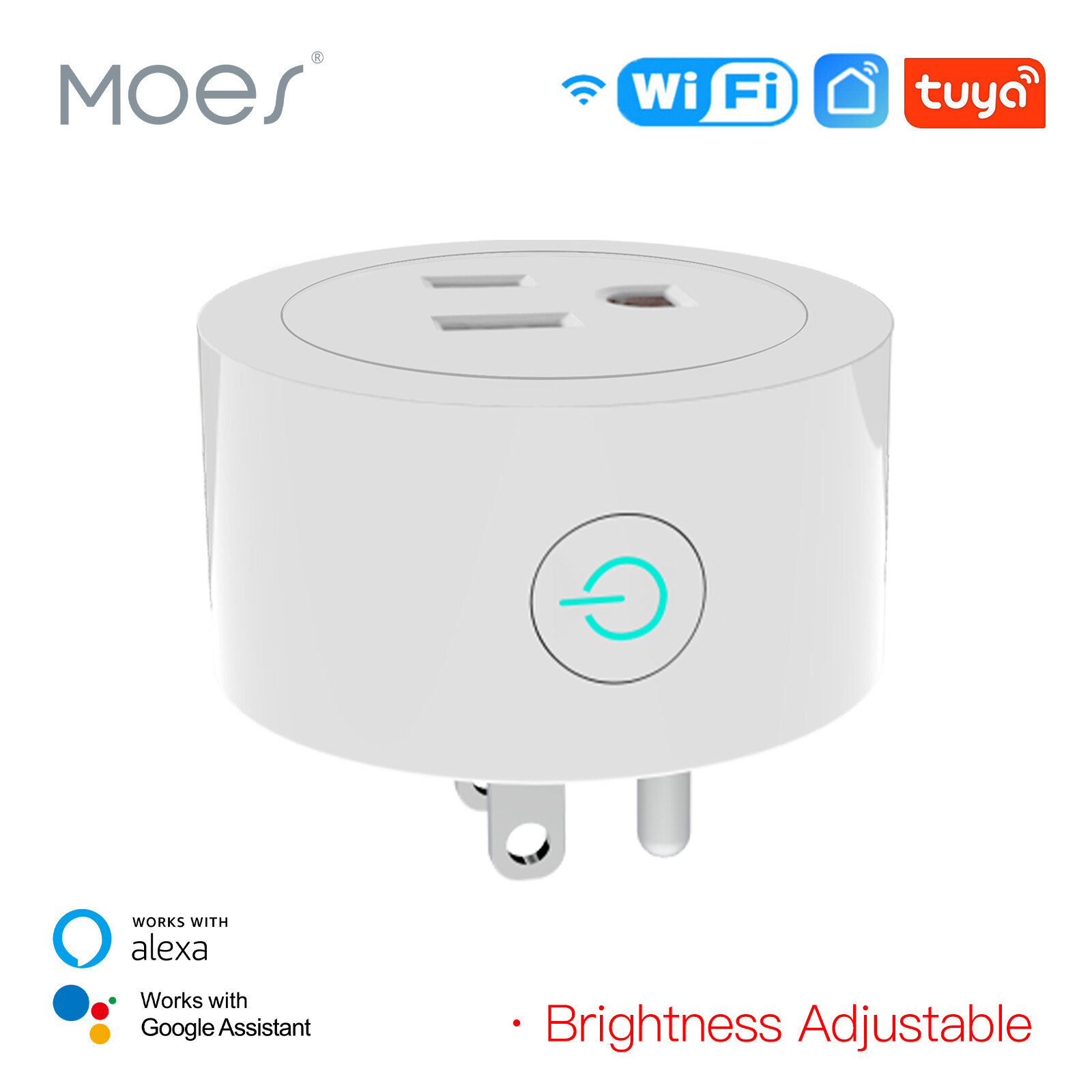 MOES WiFi Smart Power Dimmer Plug Switch Socket Outlet Alexa Google APP Control