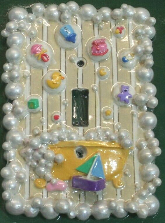 Vintage Hand Painted Nautical Baby Single Gang Light Switch Wall Ceramic Plate