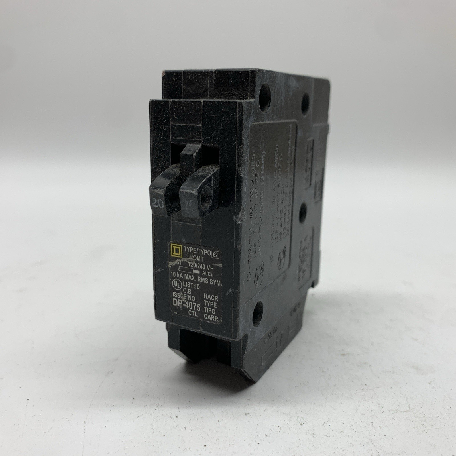 Square D HOMT2020 1-Pole Tandem 20-Amp 120/240V Plug-In Circuit Breaker