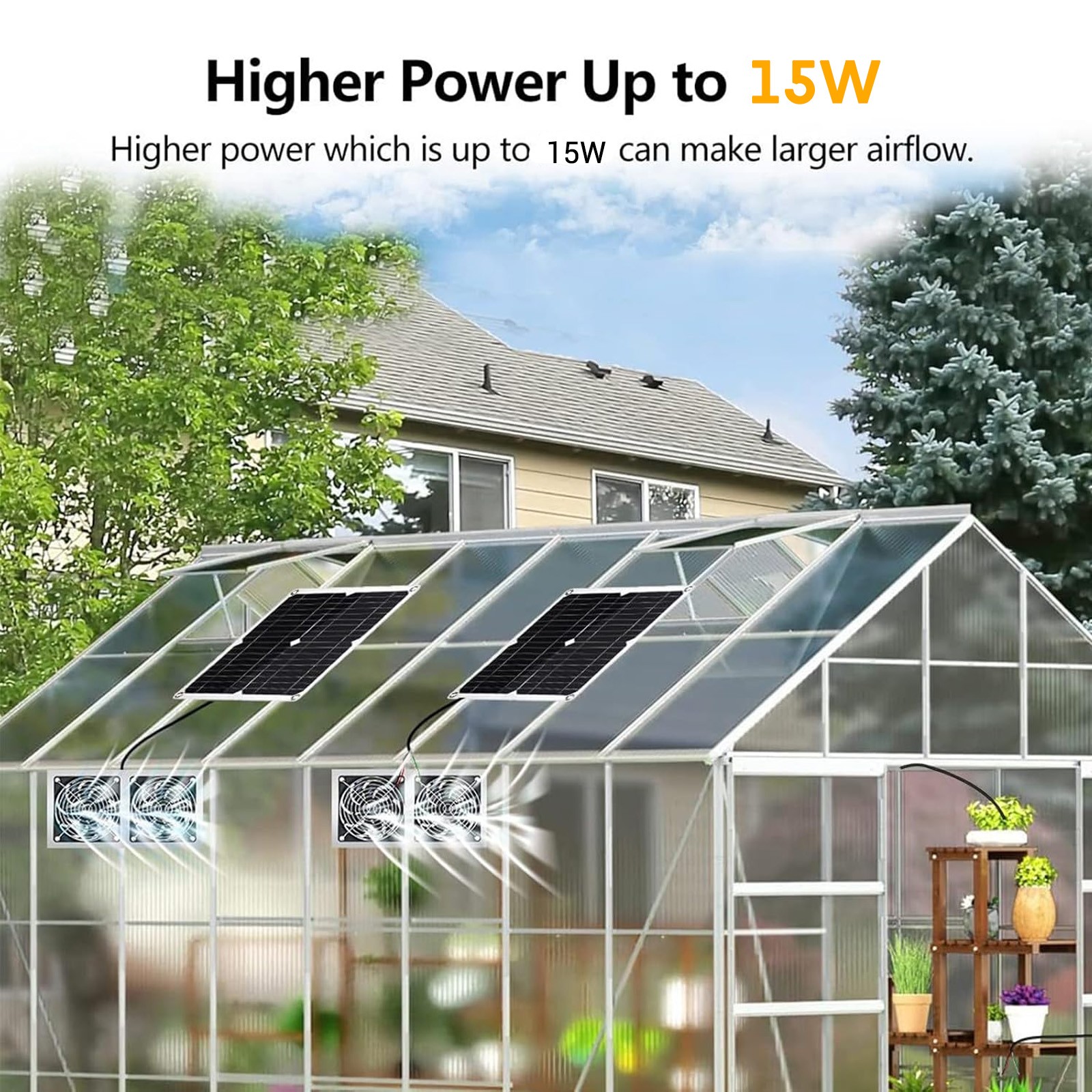 15W Solar Powered Fan/Solar Exhaust Fans for Outside/Solar Greenhouse Fan/Solar