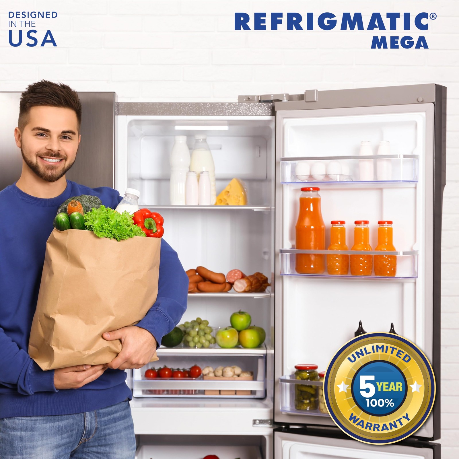 Refrigmatic MEGA, 2 in 1 Electronic Voltage & Surge Protector for Two white