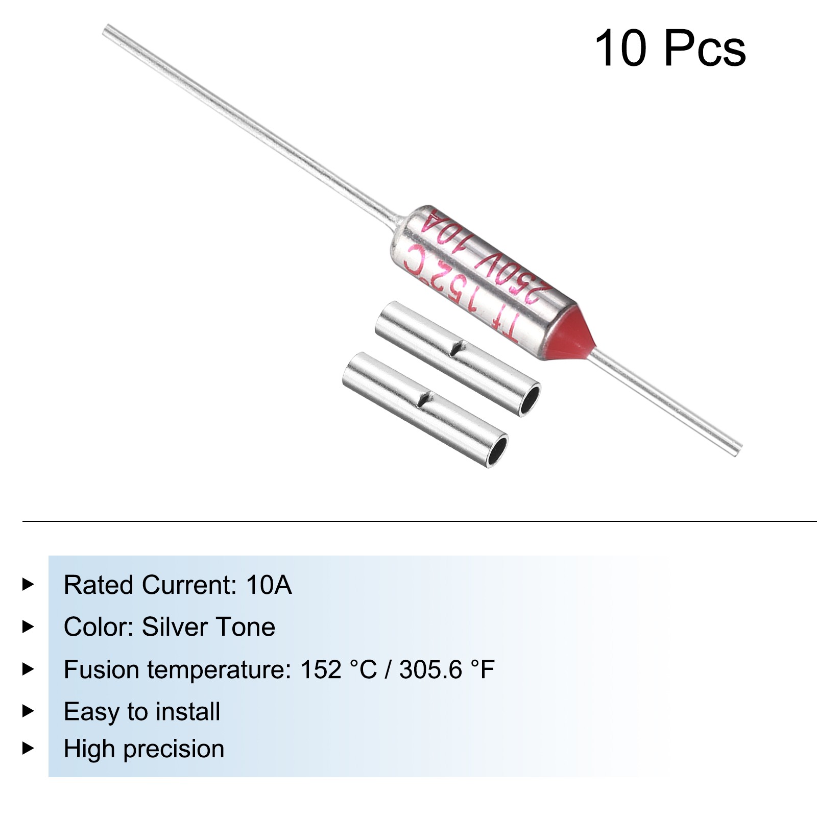 10 Pcs Metal Temperature Thermal Fuse SF152 10A 250V with Terminal Connector