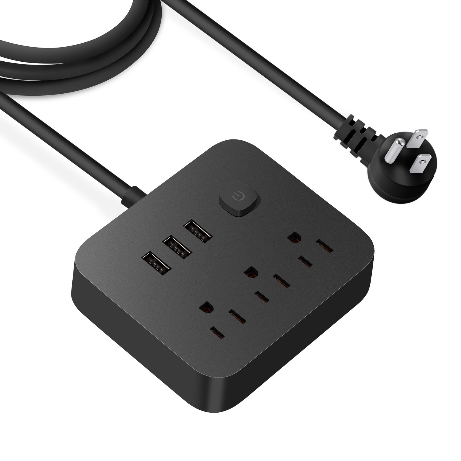 Flat Plug Strip 6 AC Outlets 3 USB Charging Ports 900J Surge Protector 4Ft Cord