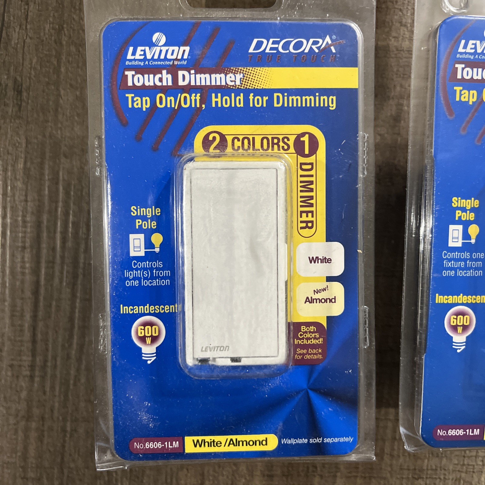 Leviton 6606-1LM White Almond Decora Touch Pad Dim Switch Incandescent Lot 3pcs