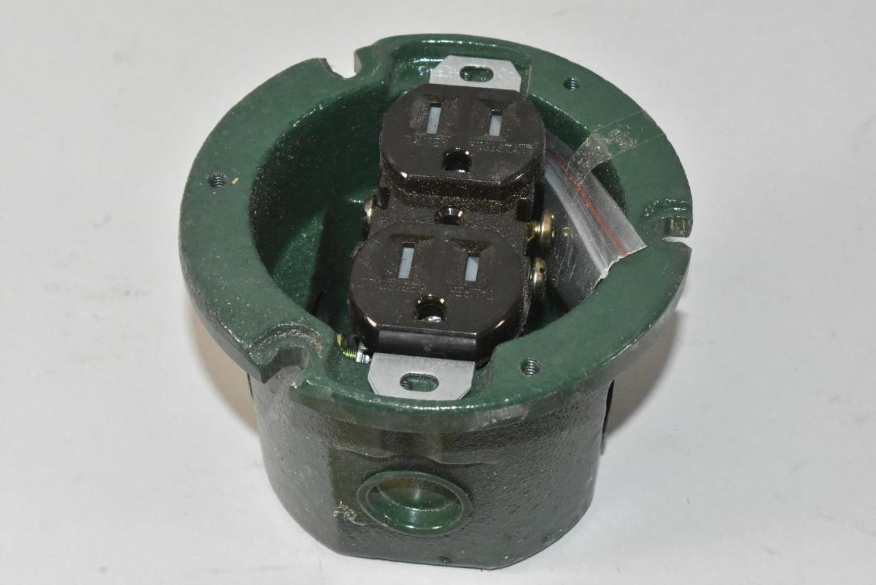 New Old Stock Double Socket Floor Box Lew Electric Co.